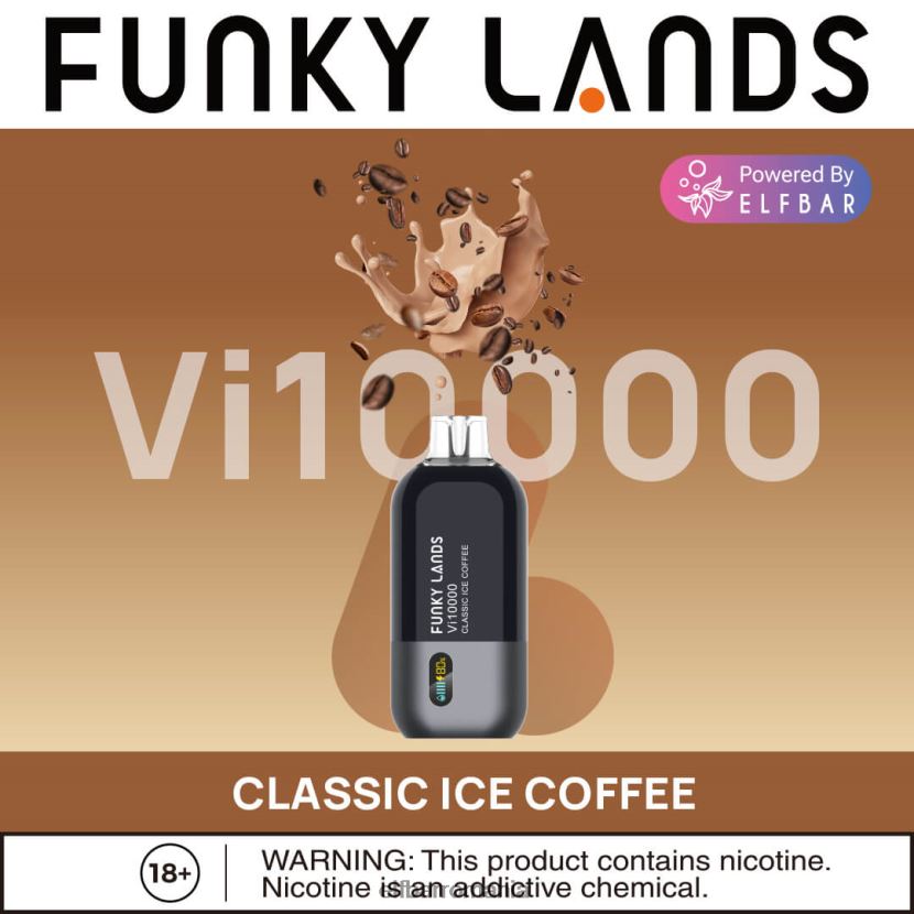 ELFBAR funky lands cea mai bună aromă vape de unică folosință serie vi10000 iced cafea clasică cu gheață R06FNN155